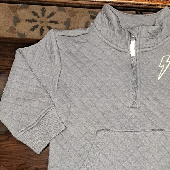 Boys Toddler Quilted Gray Pull Over with Front Pockets Size 2-T - Picture 7 of 8